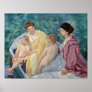 Poster Mary Cassatt - Deux mères et enfants dans un batea