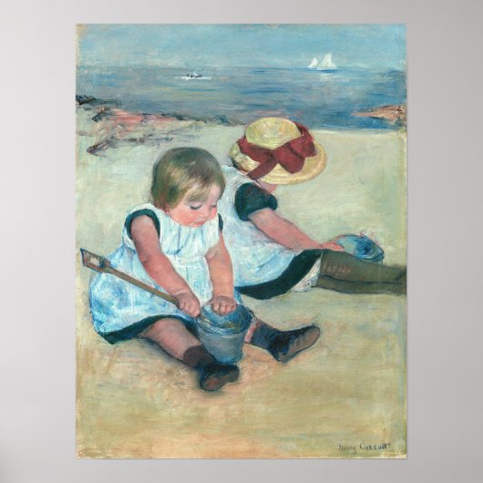 Poster Mary Cassatt - Enfants jouant sur la plage (Devant)