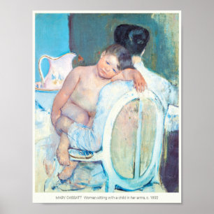 Poster Mary Cassatt Femme assise avec bras enfants c1890