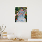 Poster Mary Cassatt - Fille couture dans un jardin (Cuisine)