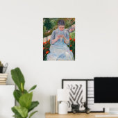 Poster Mary Cassatt - Fille couture dans un jardin (Bureau à domicile)