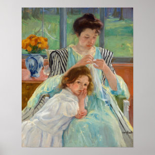 Poster Mary Cassatt - Jeune mère coudre