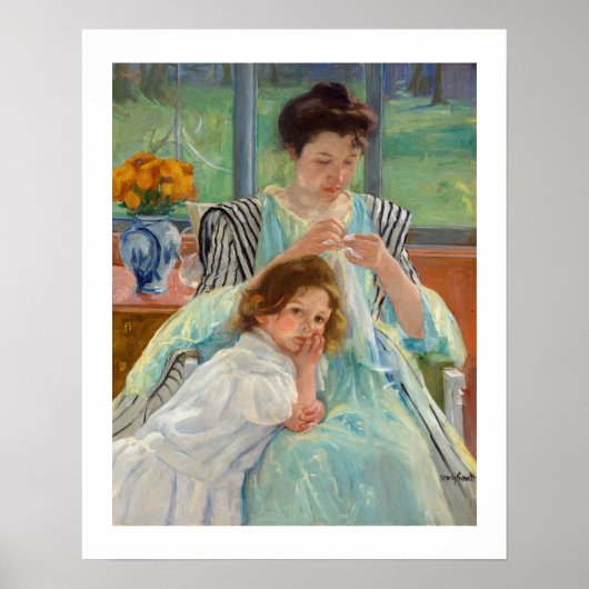 Poster Mary Cassatt - Jeune Mère Cousant (Devant)