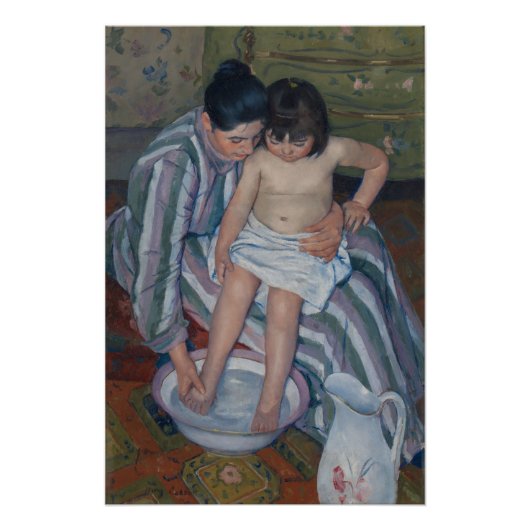 Poster Mary Cassatt Le bain de l'enfant brillant (Devant)