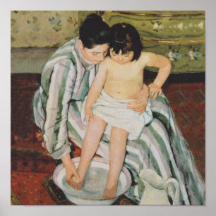 Poster Mary Cassatt Peinture sur le bain de l'enfant