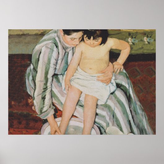 Poster Mary Cassatt Peinture sur le bain de l'enfant (Devant)