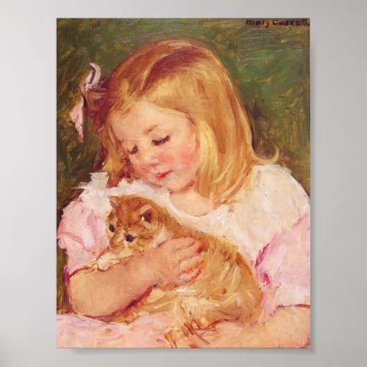 Poster Mary Cassatt - Sara Holding A Cat Art Print (Devant)