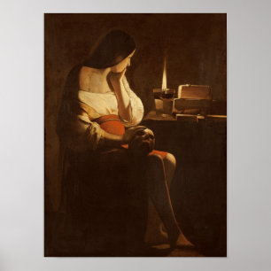 Poster Mary Magdalene avec une lumière de nuit, 1630-35