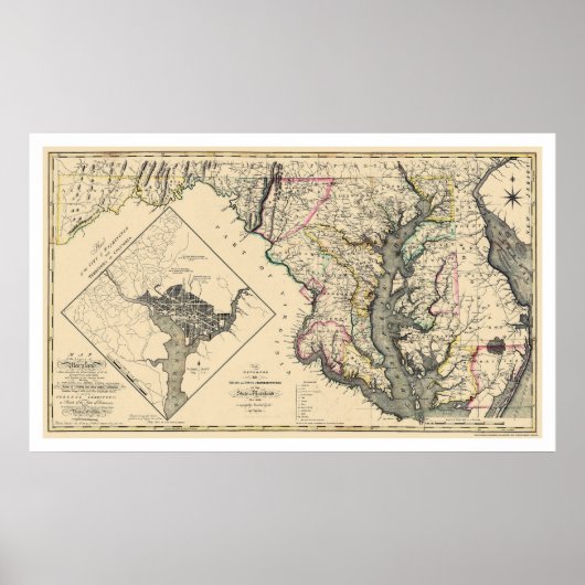 Poster Maryland Carte détaillée 1795 (Devant)