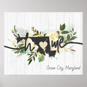 Poster Maryland État Personnalisé Votre Ville Maison Rust