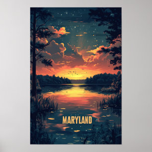 Poster Maryland États-Unis Art Illustration Vintage Voyag