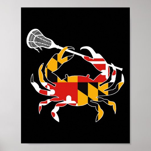 Poster Maryland State Drapeau Crabe Crosse Complète Bâton (Devant)