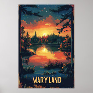 Poster Maryland USA Art Vintage Illustration Voyage