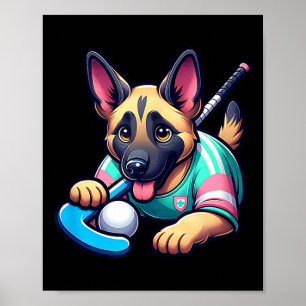 Poster Mascotte de chiot de hockey sur gazon Berger allem