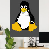 Poster Mascotte Linux | Linux Penguin | Tux En Art Pixel (Bureau à domicile)