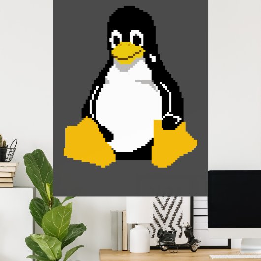 Poster Mascotte Linux | Linux Penguin | Tux En Art Pixel (Bureau à domicile)