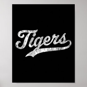 Poster Mascotte Tigers T Chemise Sport Vintage Nom Tee De