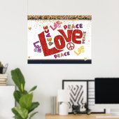 Poster Mashup Paix et Amour (Bureau à domicile)