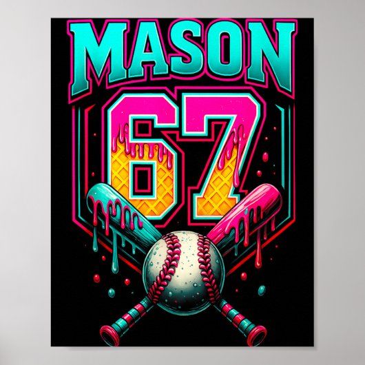 Poster Mason 67 Funny Ice Cream Drip Baseball Ice Cream D (Devant)