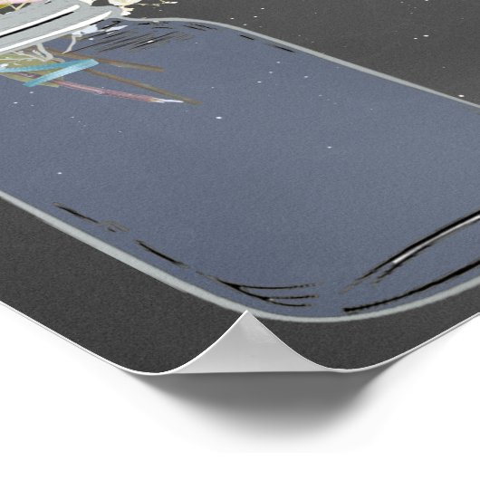 Poster Mason Jar Chalkboard, Roses roses, Personnalisé (Coin)