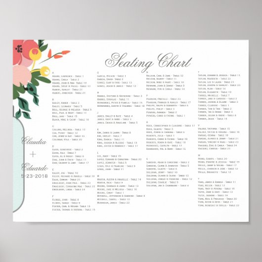 Poster Mason Jar Faire-part de mariage - Pastel Floral Bl (Devant)