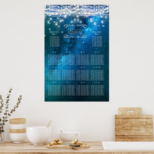 Poster Mason Jar Under the Stars Mariage Seating Chart (Cuisine)