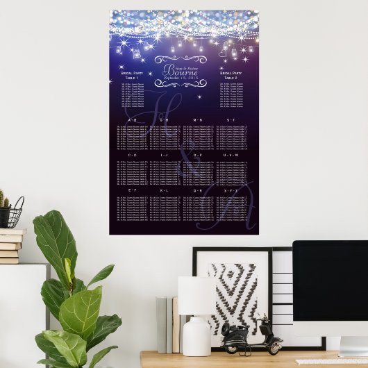 Poster Mason Jar Under the Stars Mariage Seating Chart (Bureau à domicile)