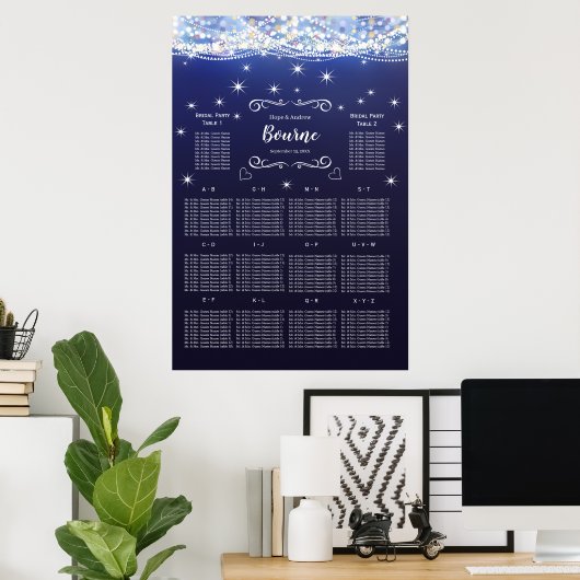 Poster Mason Jar Under the Stars Mariage Seating Chart (Bureau à domicile)