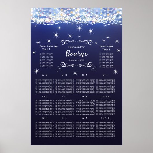 Poster Mason Jar Under the Stars Mariage Seating Chart (Devant)