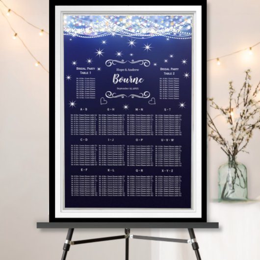 Poster Mason Jar Under the Stars Mariage Seating Chart