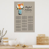 Poster Mason Jar White Daisies 24 x 36 Seating Chart (Cuisine)