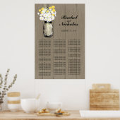 Poster Mason Jar White Daisies 24 x 36 Seating Chart (Cuisine)