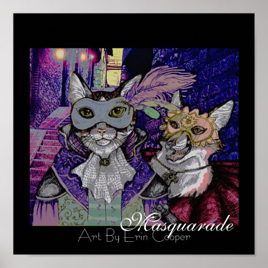 Poster Masquarade Chat, Art Couleur Imprimer Par Erin Coo (Devant)