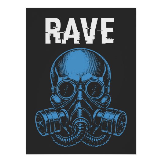 Poster Masque à gaz crâne Rave (Devant)