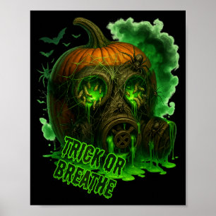 Poster Masque à gaz de citrouille toxique d'Halloween eff