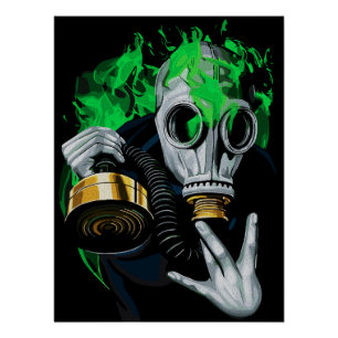 Poster Masque à gaz toxique : Flammes néon