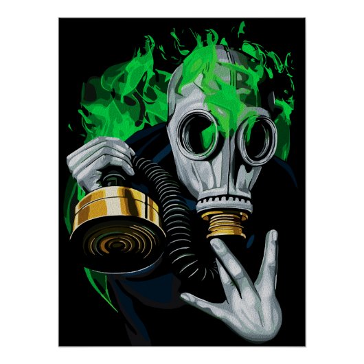 Poster Masque à gaz toxique : Flammes néon (Devant)
