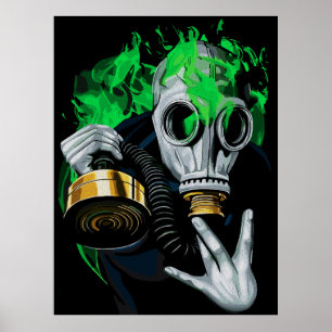 Poster Masque à gaz toxique : Flammes néon