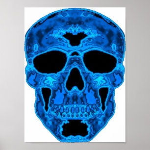 Poster Masque bleu d'horreur de crâne