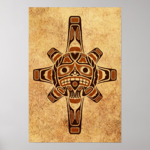 Poster Masque Brown de Sun de Haida de cru