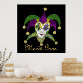 Poster Masque coloré Mardi Gras Jesters (Cuisine)