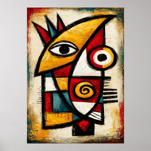 Poster Masque Cubiste Primitive Géométrique Abstraite Gra (Devant)