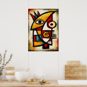 Poster Masque Cubiste Primitive Géométrique Abstraite Gra (Cuisine)