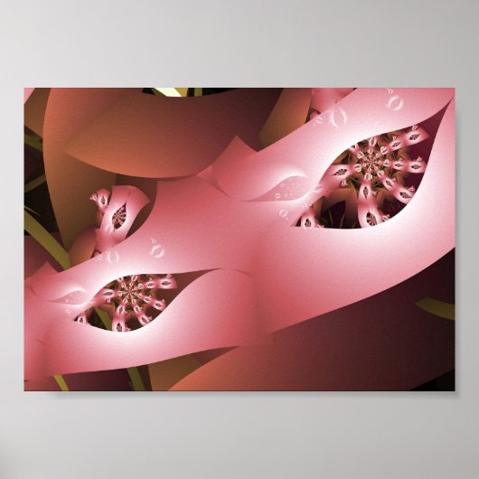 Poster Masque de bal masqué rose abstrait Art fractal (Devant)