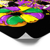 Poster Masque de bouffon Mardi Gras chic avec arc King Ca (Coin)