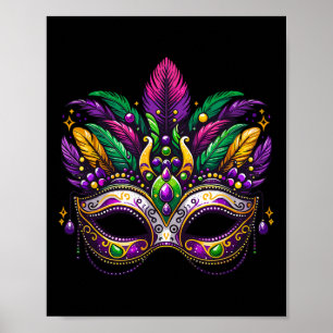 Poster Masque de carnaval festif de Mardi Gras Masquerade