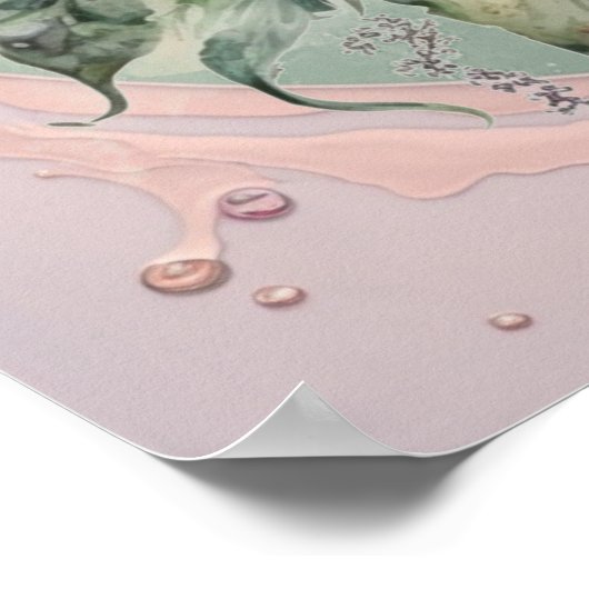 Poster Masque de carnaval vénitien rose Abstrait (Coin)