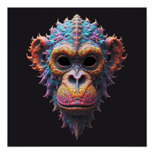 Poster Masque de chimpanzé orné (Devant)