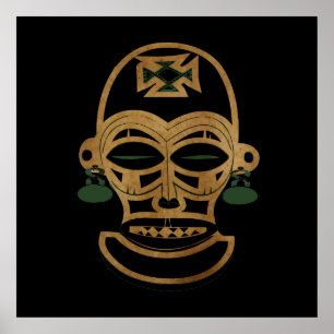 Poster Masque de dessin de la grotte tribale Abstraite