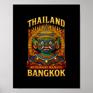 Poster Masque de feu démoniaque thaïlandais mythique Ngko
